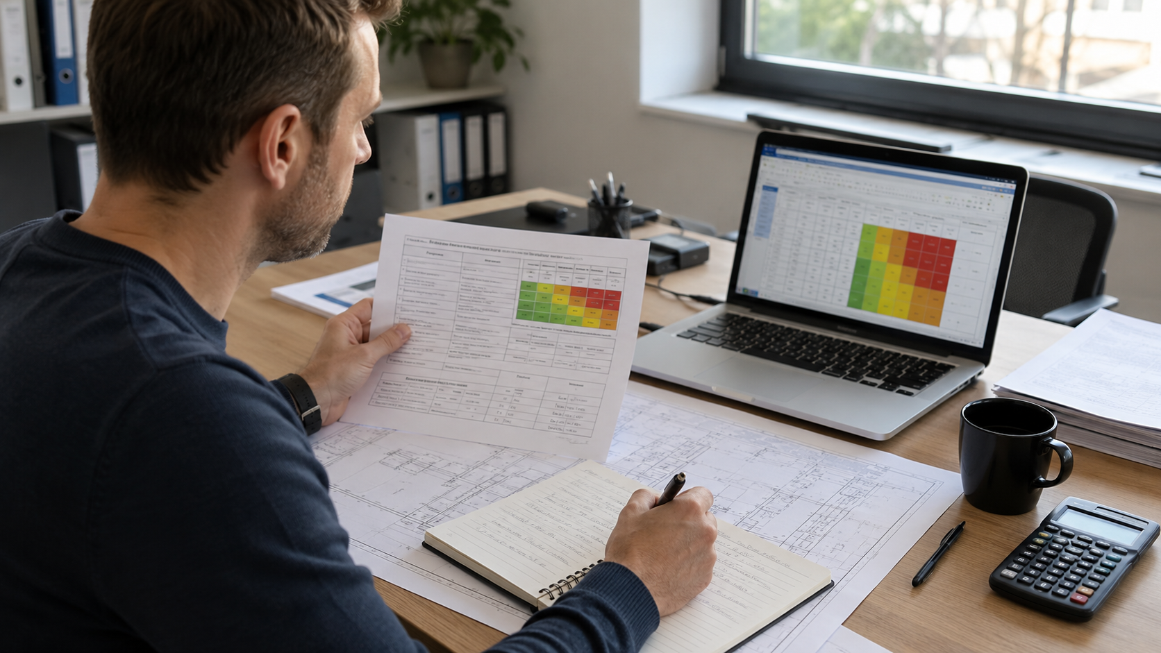 Contrôleur agréé réalisant une analyse de risque électrique sur une installation non-domestique