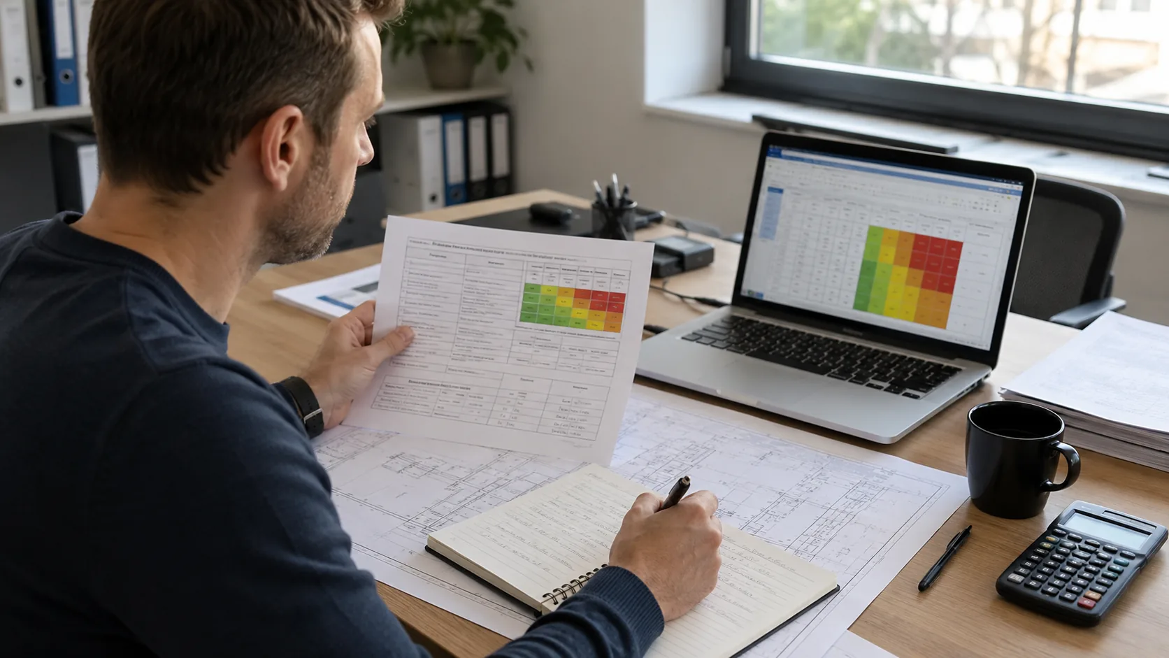 Contrôleur agréé réalisant une analyse de risque électrique sur une installation non-domestique