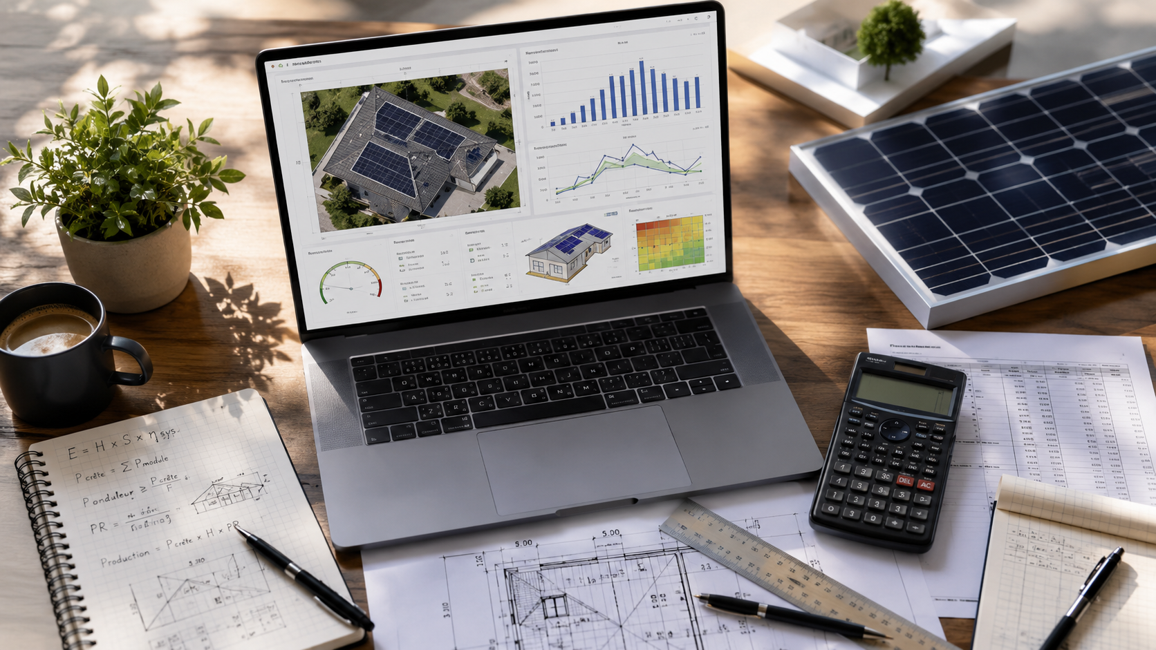 Contrôleur agréé examinant le dimensionnement d’une installation photovoltaïque pour un dossier RESCert