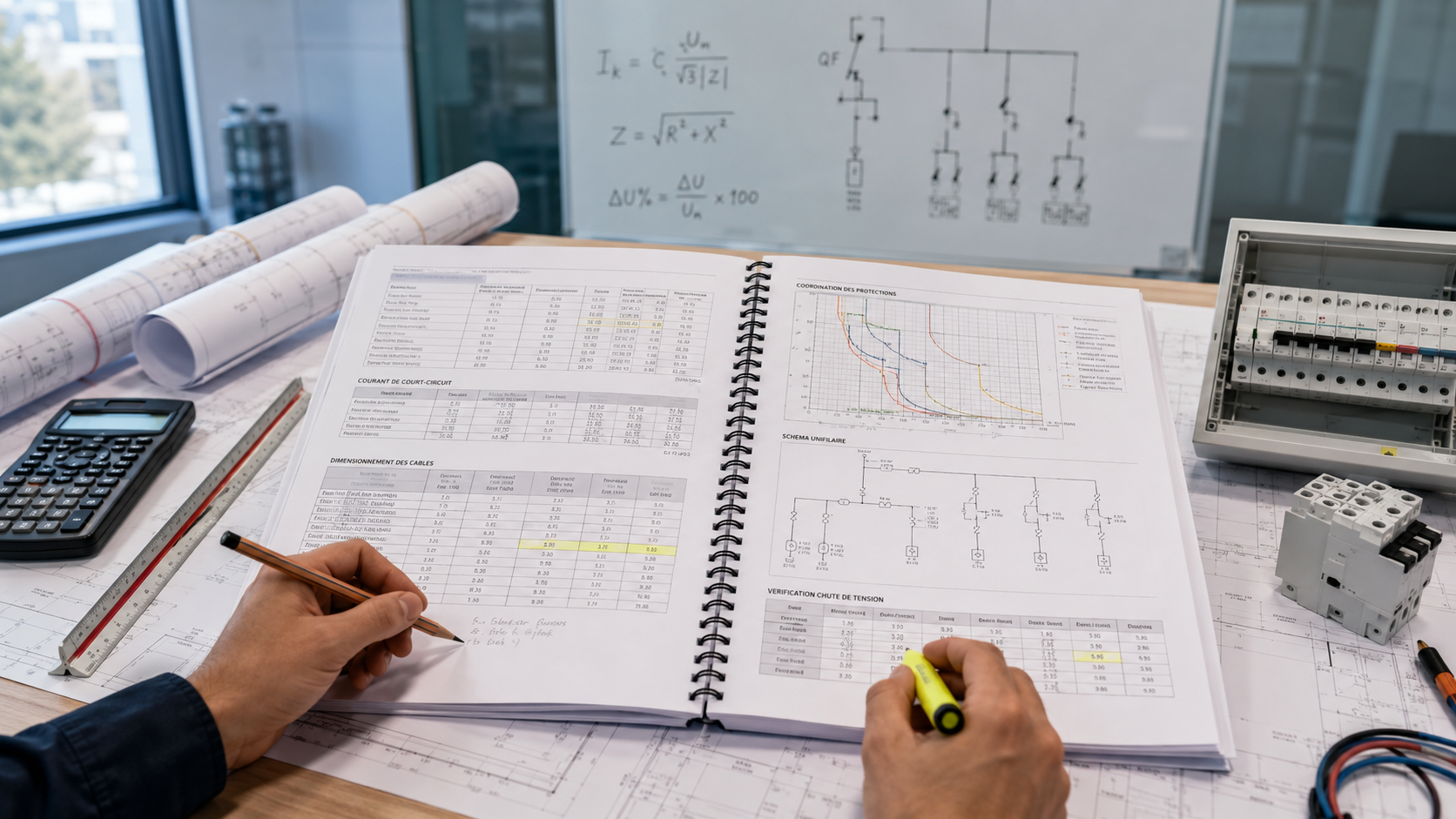 Aperçu anonymisé d'une note de calcul électrique réalisée par Skema